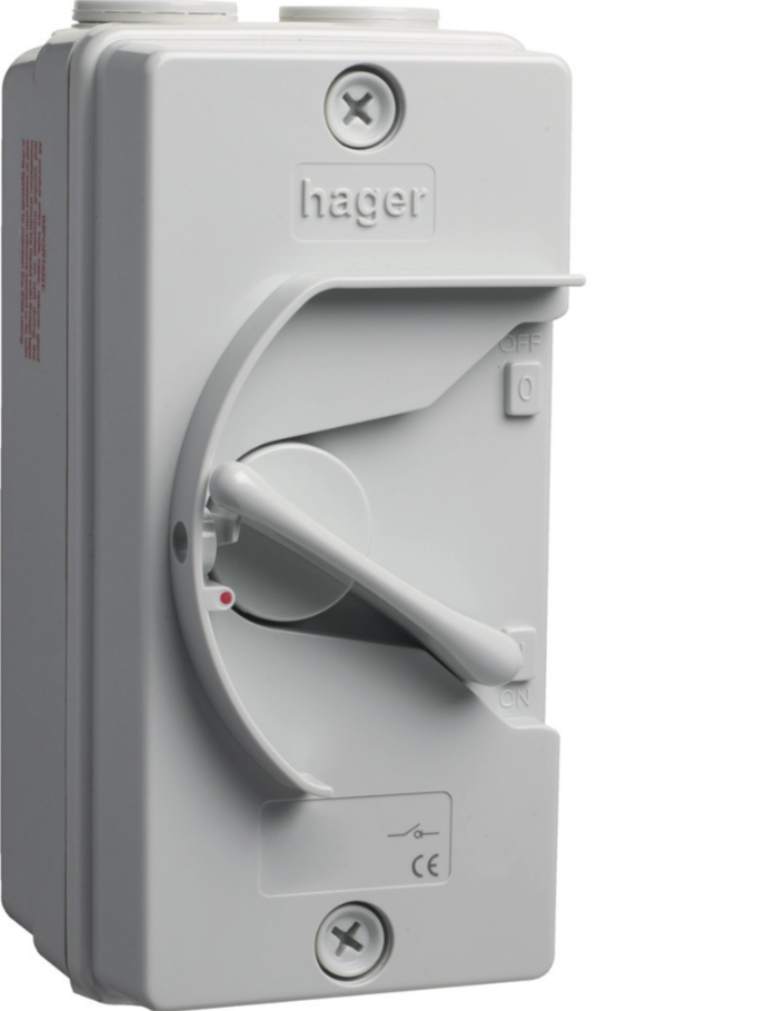 HAGER 40A 3P Isolator, Strong Three Pole Isolator Rated 40A for High Current Disconnect Needs, Compact and Easy to Install